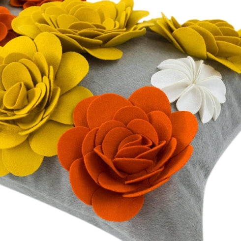 Handmade 3D Flower Decorative Throw Pillow Cover, Stereo Floral Cushion Cover for Sofa Home Decor, 12 X 20 Inches