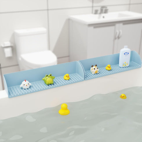 4 1Pack, Roslim Bathtub Splash Guard for Tub - Silicone Water Splash Guard with Suction Cups, Bath Toy Holder, Bathtub