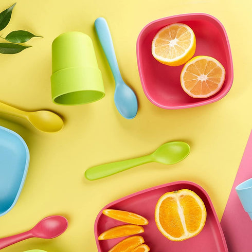 Bamboo Kids Bowls, 4 Pack Set, Stackable Dinnerware for Kids, Dishwasher Safe