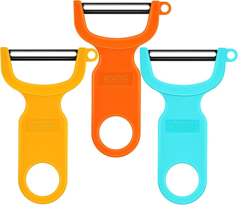 Original Vegetable Peeler Set, 3-Pack Potato Peelers with Carbon Steel Blades in Orange, Blue, Yellow