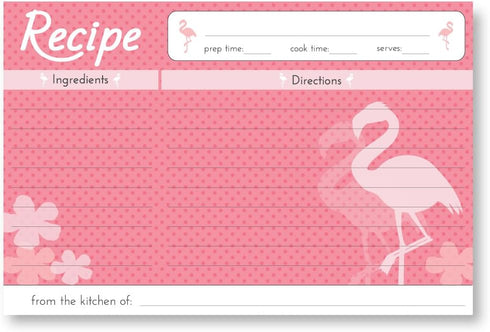 Home Advantage Pink Flamingo Design Set of 50 Double Sided Family 4x6 Recipe Cards