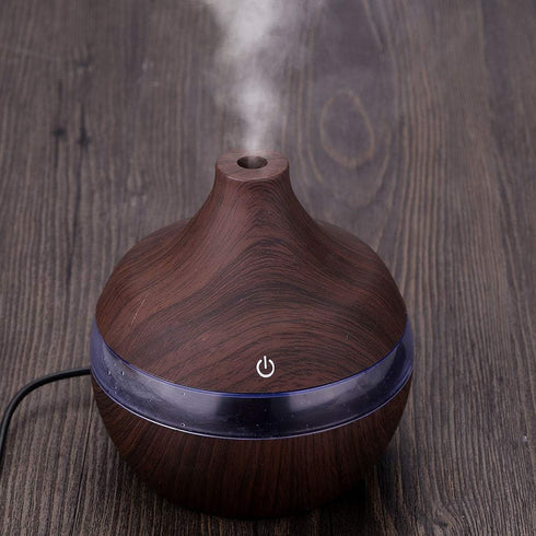 Wood Grain USB Humidifiers for Home, Top Fill with LED Night Light, Ideal for Bedroom Office Nursery, Compact Design