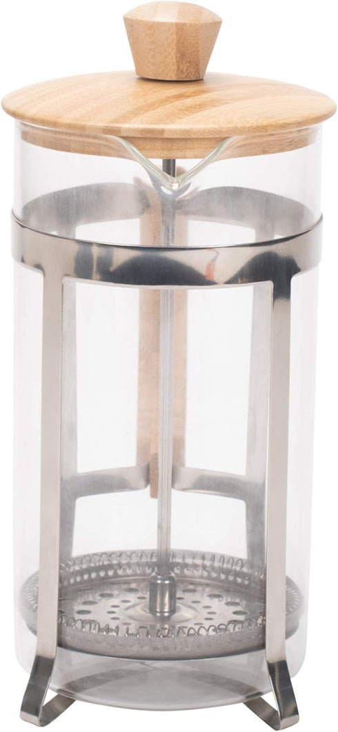 Elanze Designs Large Glass and Bamboo French Press Coffee Maker, 1 Liter