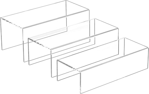 Sezanrpt Acrylic Risers Display Stands 3pcs, Rectangular Display Risers 3 Steps, Clear