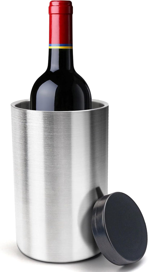 Stainless Steel Wine Bottle Chiller, Cooler Bucket with Ice Pack for White Wine & Champagne, Perfect Accessories for