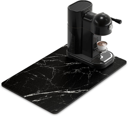 Coffee Mat, 12"x19" Marble Style Bar Mat for Coffee Station Accessories, Absorbent Dish Drying Mat for Kitchen Counter