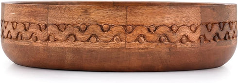 Mango Wood Decorative Round Carved Bowl for Decoration, Centerpiece Bowl for Table (10" x 10" x 2.5") by EDHAS