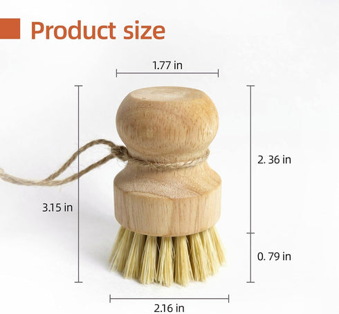 Set 3 Pack Bamboo Pot & Pan Cleaning Brush - Natural Dish Brushes Bamboo Scrub Dish Brushes, Durable Scrubber