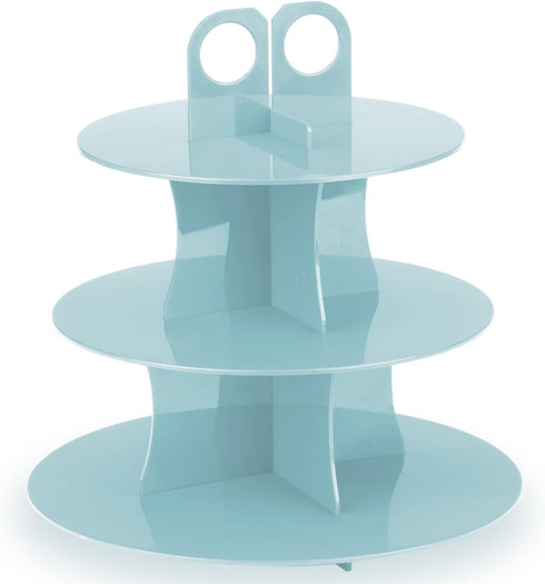 GoodCook Sweet Creations Bake-Take-Serve Nonstick Cupcake Pan Set with Tiered Stand, Silver/Blue