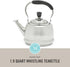 2 Martha Stewart Kingstree Large Qt Stainless Steel Tea Kettle Heavy Gauge Durable Whistling Tea Kettle for Stove Top
