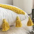 vctops 18x18 Inch Geometric Embroidery Tufted Throw Pillow Covers - Cotton Canvas Woven Cushion Covers (Mustard Yellow)