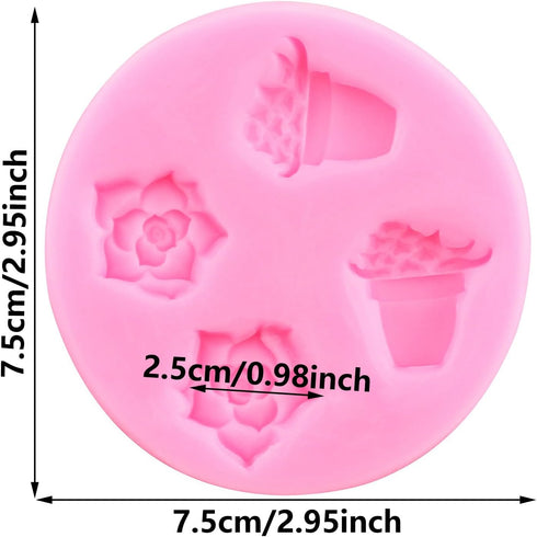 Succulent Fondant Molds Succulent Plant Cake Decorating Silicone Mold For Cake Decoration Cupcake Topper Chocolate Candy Gum Paste Polymer Clay