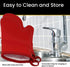 Red Oven Mitts Heat Resistant Silicone, Non-Slip, Flexible, Durable, Cotton Lining, Easy Clean, Pair of 2 for Cooking,