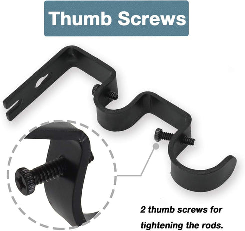 OVOV Double Curtain Rod Bracket 3 Pack, Heavy Duty 1 and 5/8 Inch Curtain Rod Holders for Bedroom Living Room, Black