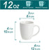 Set 6, 12 Oz vancasso White Ceramic Coffee Mug of Tea Cups with Handle for Latte, Tea, Cappuccino, Milk, Cocoa