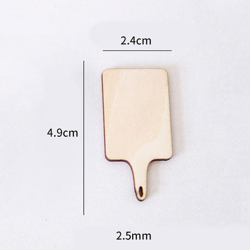 30 Pcs Mini Wooden Cutting Board with Handle,Unfinished Wood Blank Cutting Board, Paddle Chopping Board Small Kitchen Serving Board for Kitchen DIY Decor (Wooden)