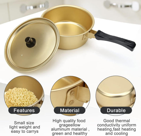 AHIER Ramen Pot, Korean Ramen Cooking Pot With Lid Spoon and Chopsticks, Korean Ramen Noodle Pot Fast Heating For Kitchen Cookware (Single Handle) by AHIER