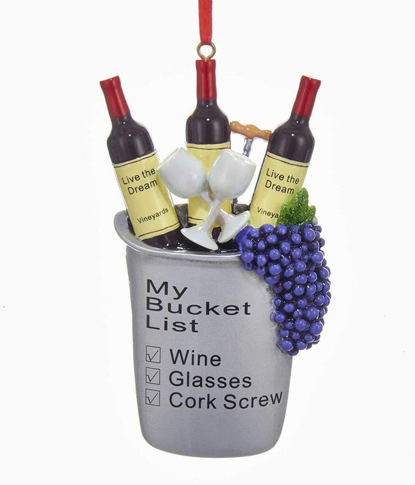 Kurt Adler Wine "My Bucket List" Christmas Ornament