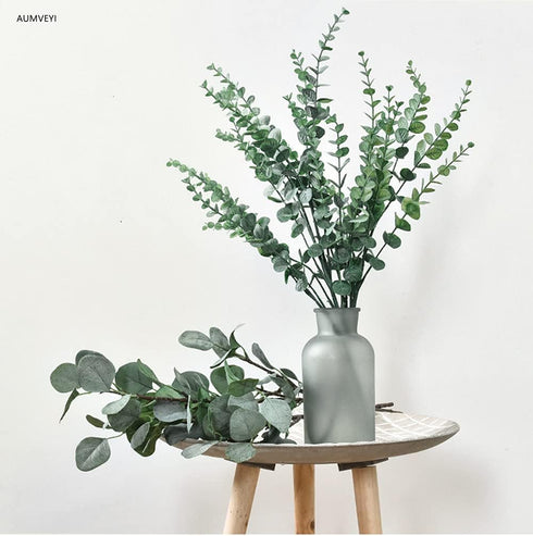 20pcs Faux Eucalyptus Stems Flowers, Short Artificial Greenery Decoration for Floral Arrangement, Wedding Home