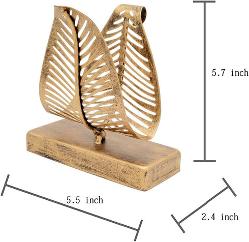 Set of 2 Freestanding Modern Napkin Holder, Tabletop Tissue Dispenser with Leaf Design - Bronze
