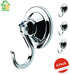 Suction Cup Hooks, Powerful Vacuum Wreath Hangers for Glass Door or Window, Set of 4, Silver Chrome