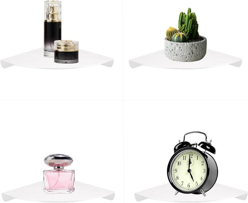 7 inch Small Wall Mounted Floating Corner Shelves Metal Shelf Corner Shelf for Wall Storage, for Speaker, Cable Box