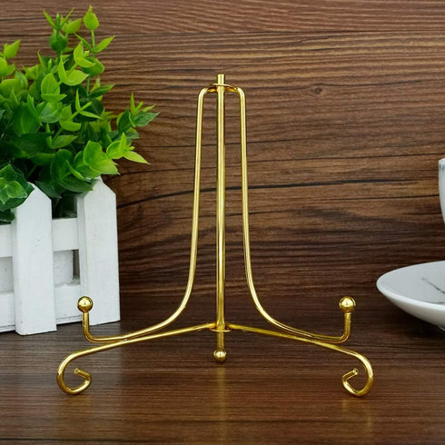 Artliving 2 Pack 5 Inch Iron Display Stand, Gold Easel for Photos, Cookbooks, Decorative Plates, Tablets, and Art
