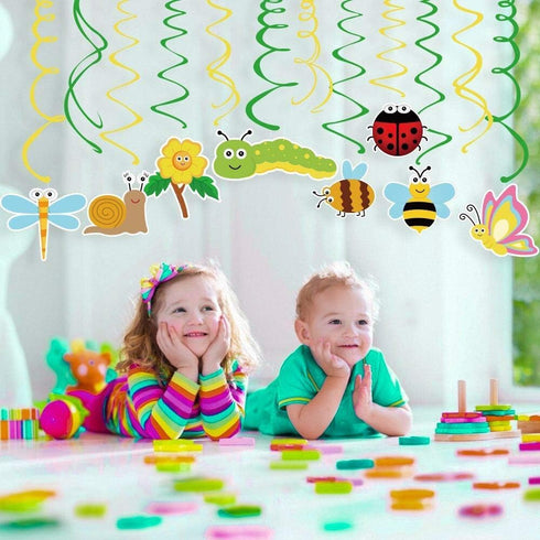 30Ct Spring Summer Insects Hanging Swirl Decorations, Themed Birthday Party Supplies