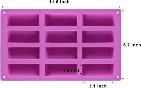 Palksky 2 Pack Medium Narrow Silicone Rectangle Molds, 12 Cavity for Protein Bars, Energy Bars, Caramel, Muffins