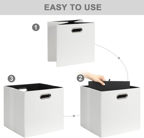 Posprica 11x11 Storage Cubes, Set of 4 Collapsible Storage Bins with Dual Handles for Closet Shelf Cabinet
