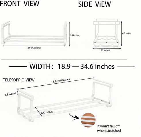 Fliqor Closet, 2 Pack Expandable Hanging Shoe Rack for Retractable Metal Under Shelf Rack, Adjustable Under Cabinet