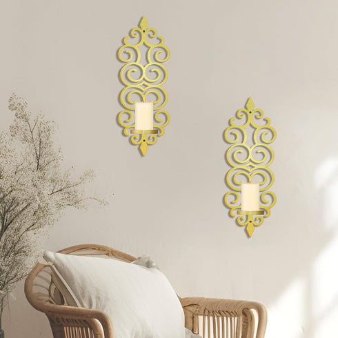 Elegant Gold Metal Candle Sconces for Wall Decoration - DIY Wall Mounted Holders