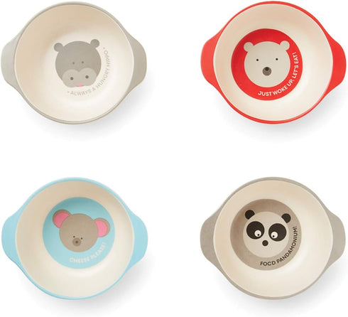 Red Rover Animal Bamboo Kid's Bowls, Multicolor Set of 4