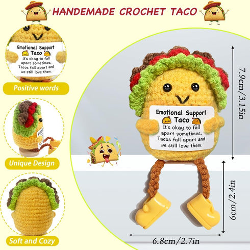 AicooFest Positive Crochet Taco Emotional Support Taco Plush Mothers Day Graduation Teacher Appreciation Nurses Week