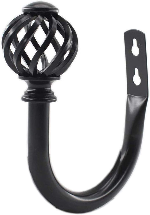 2 Pack Curtain Holdbacks, ULIFESTAR U Shaped Wall Mounted Tieback Hooks for Home Decor (Black)