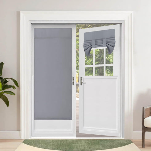 OutdoorLines Blackout French Door Curtains, 1 Panel, W26 x L68 inch, Grey, Thermal Insulated Tie Up