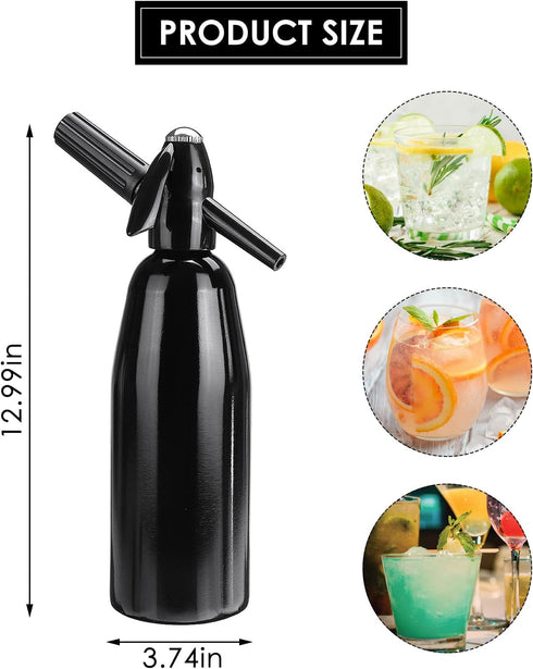 1L 8 CO2 Soda Siphon, Carbonated Water Machine, Soda Maker, Portable Aluminium Sparkling Water Maker for Home Bar