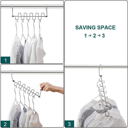 Meetu Magic Cloth Hanger, Space Saving Metal Closet Organizer for Wardrobe Organization (Pack of 4)