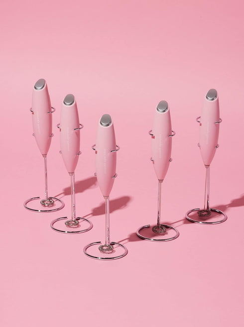 Smooth Operator Pink Handheld Electric Whisk, Milk Frother, Foam Maker for Protein, Coffee & More with Stainless Steel
