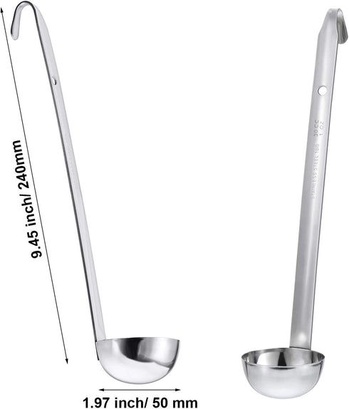 meekoo 3 Pieces Stainless Steel Ladle, Soup Handle Ladle with Pouring Rim for Kitchen Cooking (1 oz)