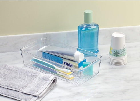 iDesign 49250 Drawer Organizer Tray, BPA-Free Plastic, 12" x 6" x 3", Clear
