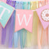 1 2 2) Donut to Years Old Birthday Banner - Donut Theme Birthday High Chair Banner, a Soft Rainbow Ribbon Tutu Group