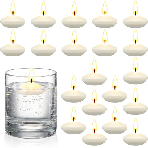 Nuanchu 20 Pcs Small Unscented Floating Candles, 1.5 Inch Centerpieces for Wedding Party and Home Decor (White)