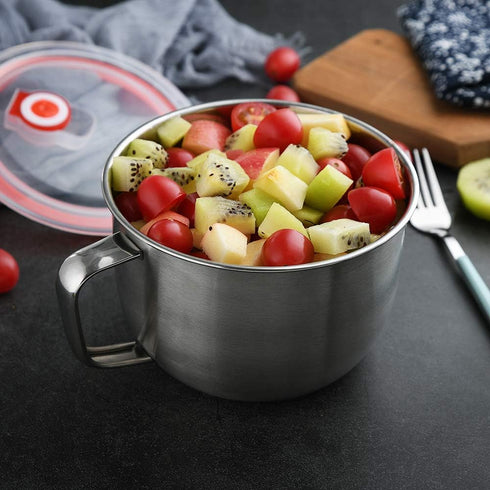 18/8 Stainless Steel Leak Proof Food Storage Container with Handle and Lid, Snack Bowl, Bento Lunch Box, Soup Bowl