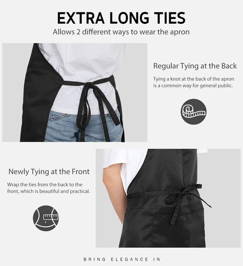 12 Pack 2 Syntus Bib Apron, Unisex Aprons Adjustable Waterdrop Resistant with Pockets Cooking Kitchen Apron for Chef