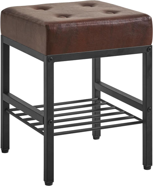 IBUYKE Square 16.34 inches Stool with Adjustable Feet and Storage Space, Footrest