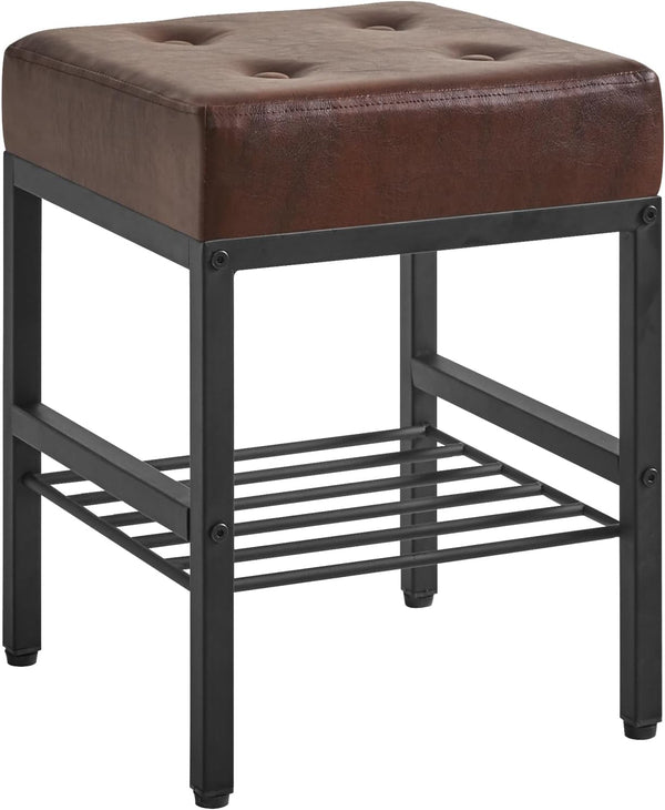 IBUYKE Square 16.34 inches Stool with Adjustable Feet and Storage Space, Footrest