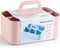 Multiuse Caddy Organizer with Handle - Stackable Plastic Bin Basket for Art Supplies, Makeup, Bathroom, Kitchen (Pink)