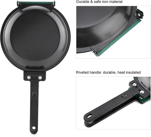 Jerliflyer Double Sided Nonstick Frying Pan, Round Pancake Maker, Coated Bread and Egg Pan