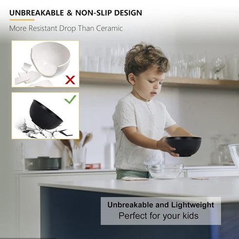 PYRMONT Wheat Straw Bowls, 26 OZ Plastic Reusable Unbreakable Soup Bowls, Set of 8, Dishwasher & Microwave Safe